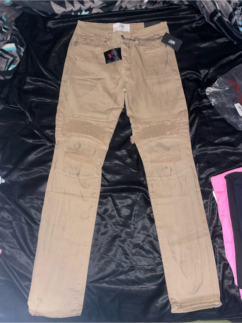 Men's Tan Cargo Pants with Knee Paneling